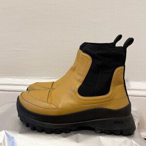 STELLA MCCARTNEY 45MM UTILITY ANKLE BOOTS BLACK & MUSTARD
